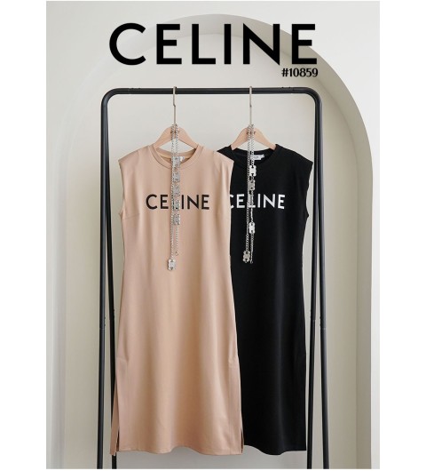 [CELINE] 셀린느 트리오페 체인벨트 민소매 원피스세트 (국내배송)