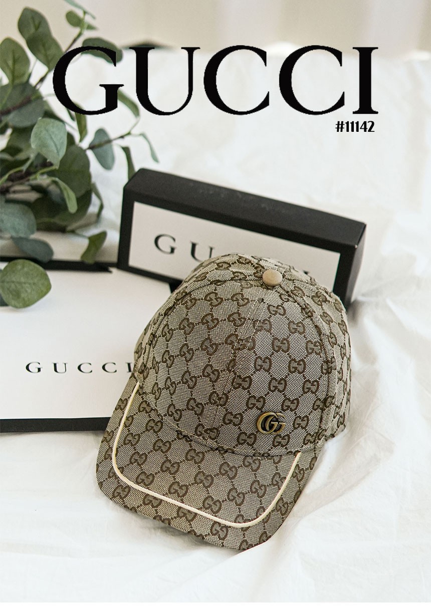 [GUCCI] 구찌 GG 베이지 라인 남여공용 볼캡(국내배송)