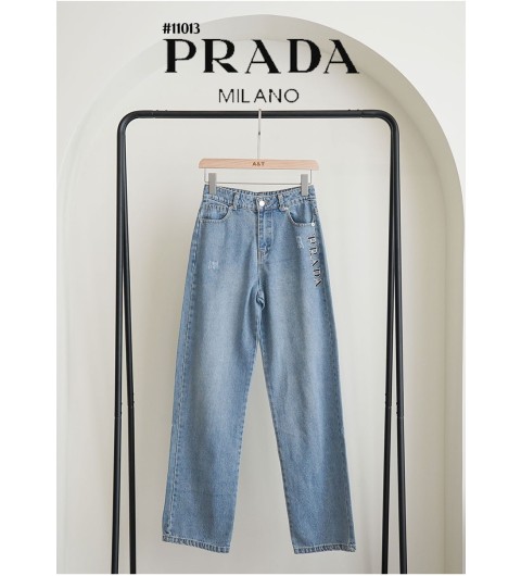 [PRADA] 프라다 여성 엠보 패치 스트레이트 데님팬츠(국내배송)