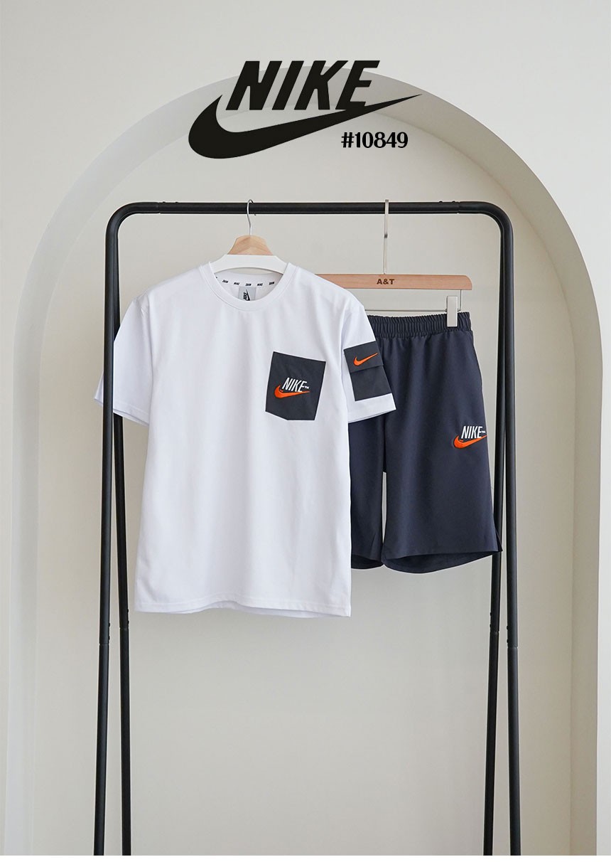 [NIKE] 나이키 남성 오렌지 포켓로고 반팔 & 5부셋트(국내배송)