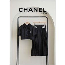 [CHANEL] 샤넬 여성 크롭셔츠 & 롱 플리츠 스커트 셋트(국내배송)