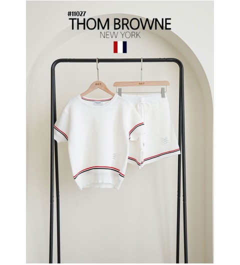 [THOM BROWNE] 톰브라운 골지스트라이프 반팔& 4부셋 (국내배송)