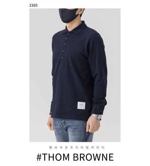 톰브라운 [THOM BROWNE] 수입고급 커프스 트리밍 삼선 폴로 카라티(국내배송)