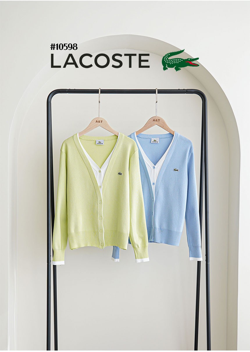 [LACOSTE] 라코스테 여성 브이넥 배색 가디건(국내배송)