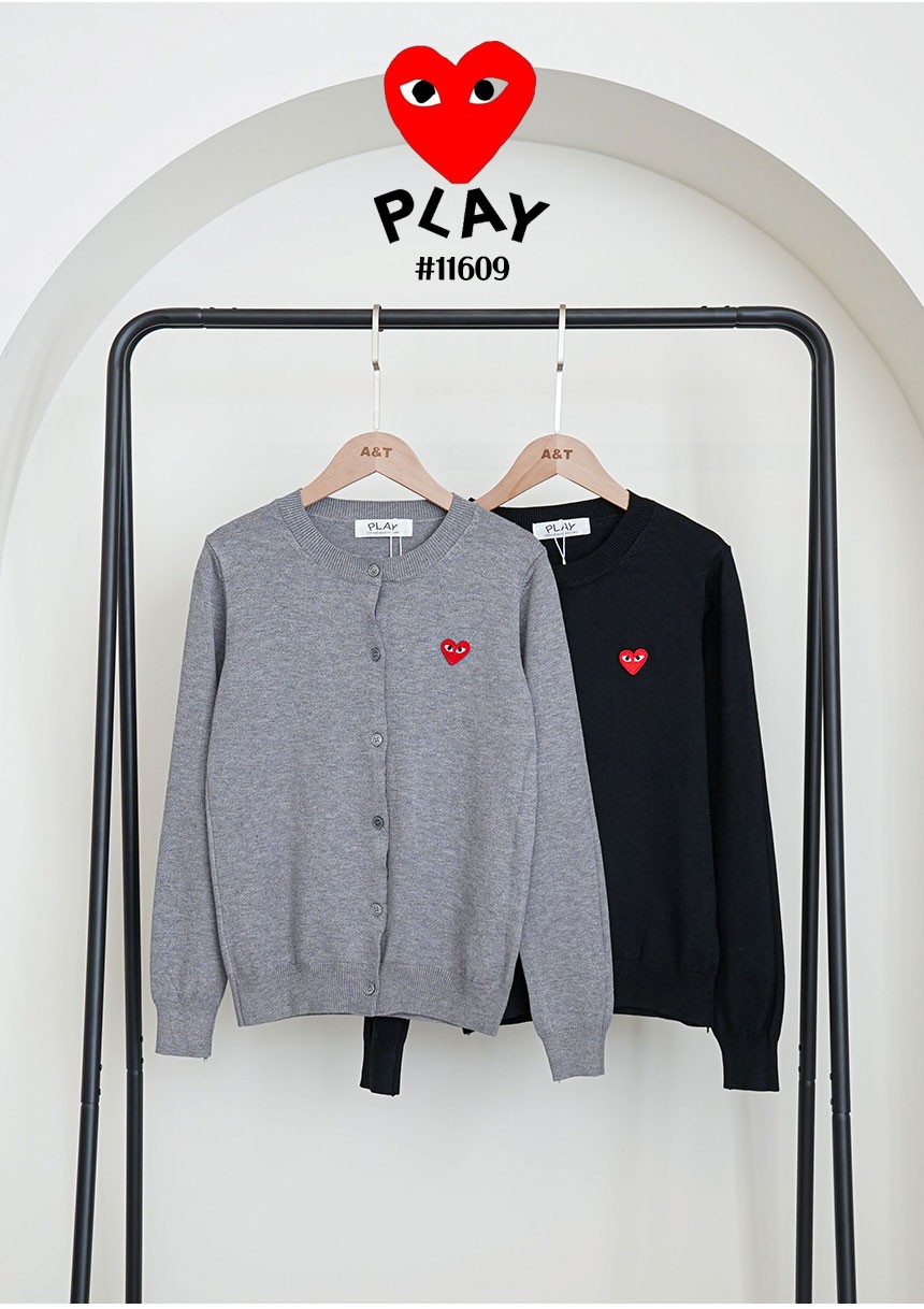 [Comme des Garcons] 꼼데가르송 여성 레드하트 로고 라운드 니트 가디건(국내배송)