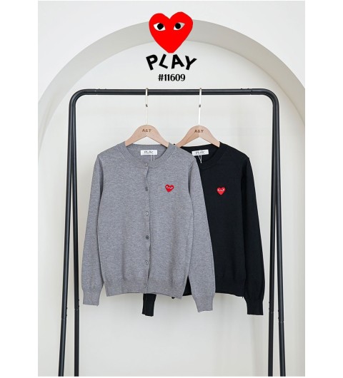 [Comme des Garcons] 꼼데가르송 여성 레드하트 로고 라운드 니트 가디건(국내배송)