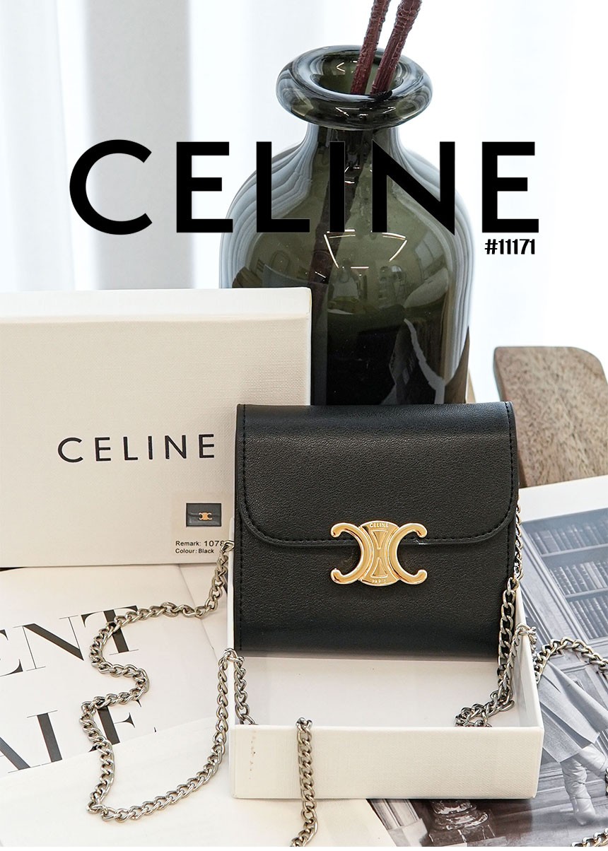 [CELINE] 셀린느 트리오페 스무스샤이니 램스킨 실버체인 스몰지갑(국내배송)