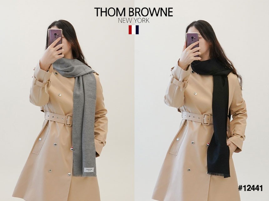 [THOM BROWNE] 톰브라운 남여공용 삼선라인 캐시미어  머플러 (국내배송)