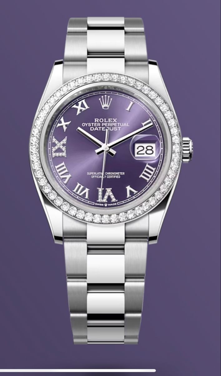 로렉스 Datejust 36화이트골드/purple다이얼/베젤다이아 (국내배송)