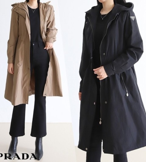 프라다 Polish nylon woven long rain coat 국내배송