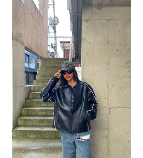 발렌시아가 라인 레더 자켓 국내배송